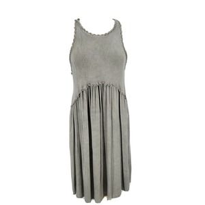 POL Anthropology Women's Medium Baby Doll Tank Sage Zipper Back Midi Dress